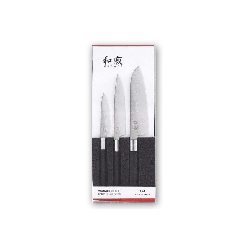 Coffret 3 Couteaux Wasabi Noir KAI 67S.310