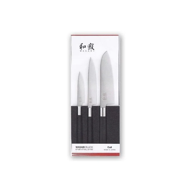 Coffret 3 Couteaux Wasabi Noir KAI 67S.310