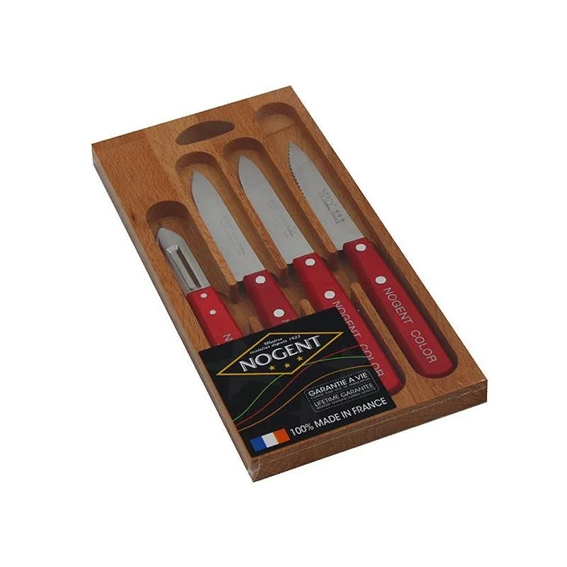 Coffret bois Nogent Color 4 pièces - rouge