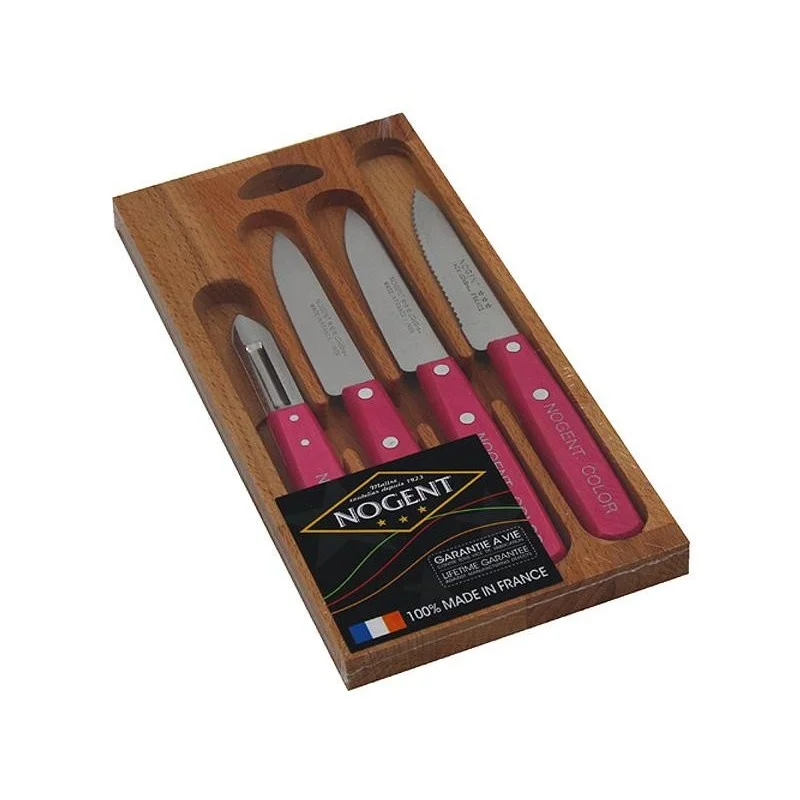 Coffret bois Nogent Color 4 pièces - rose